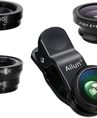 Phone Lens,by Ailun,3 in 1 Clip on 180 Degree Fish Eye Lens+0.65X Wide Angle+10X Macro Lens,Universal HD Camera Lens Kit for Mobile Phone,Cellphone,Smart Phone
